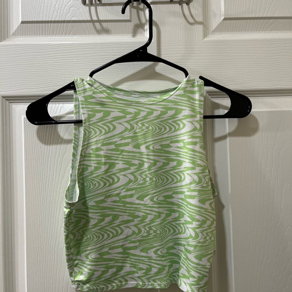 Green Patterned Tank Top